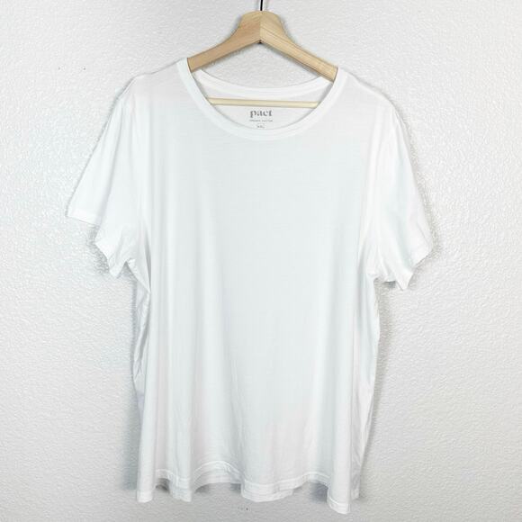 PACT Women’s Organic Cotton Softspun Scoop Neck Tee Shirt in White XXL - Picture 1 of 8